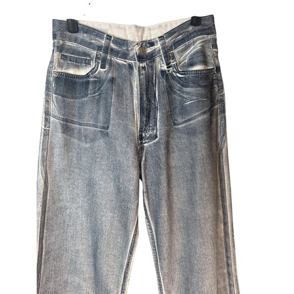 ZARA Size 2 High-Waisted Wide-Leg Jeans Blue Denim White Contrast - Picture 5 of 16